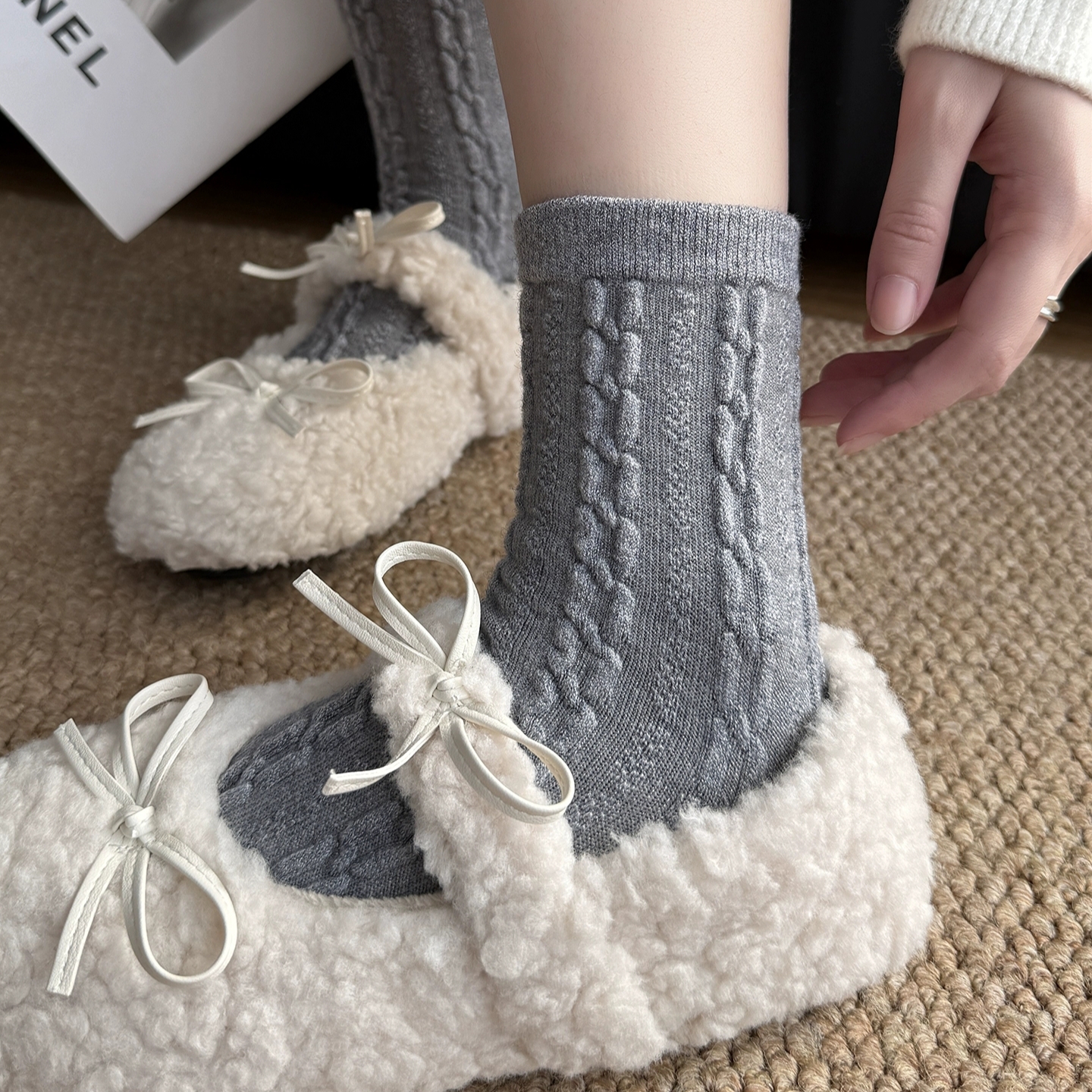 allgrey搭配！入冬新袜袜~麻花纹简约高级感！质感满满的，是羊毛