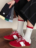 新新新品 红色袜口巨巨巨…巨显白 啊啊啊 被条纹袜承包住了