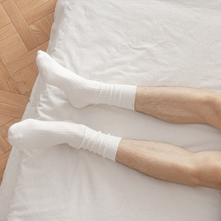 这谁受得了!男生穿堆堆袜超日系的!白色袜子男夏季纯色黑色长袜