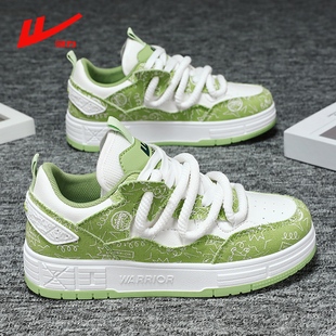 厚底板鞋 回力女鞋 时尚 小众设计感学生休闲鞋 白绿色百搭潮流面包鞋