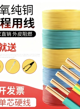 铜芯电线2.5 4 1.5 6 10平方铜线 纯铜阻燃BV线 家装家用单芯硬线
