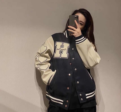 羊毛羊毛复古休闲夹克棒球服复古