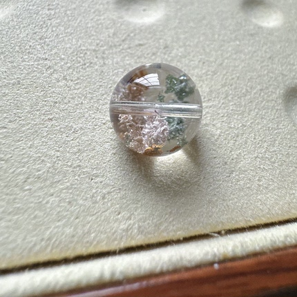 12.4mm|粉绿黄三色幽灵天然水晶（已打孔）
