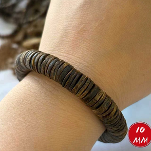 9分沉海南绿奇楠天然沉香手串真品10MM铜钱药片珠手链女木文玩男