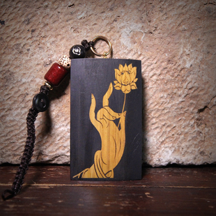 天然楠竹仿古老烟熏竹竹牌竹片手把件项链车饰挂件茶宠可定制内容