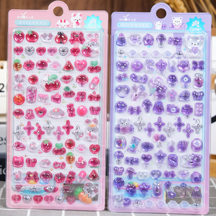 日系卡通兔子趣味3d立体浮雕亚克力宝石贴纸女孩手账装 饰奖励贴画
