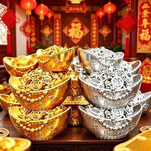 中秋招财塑料大元宝糖果盒摆件