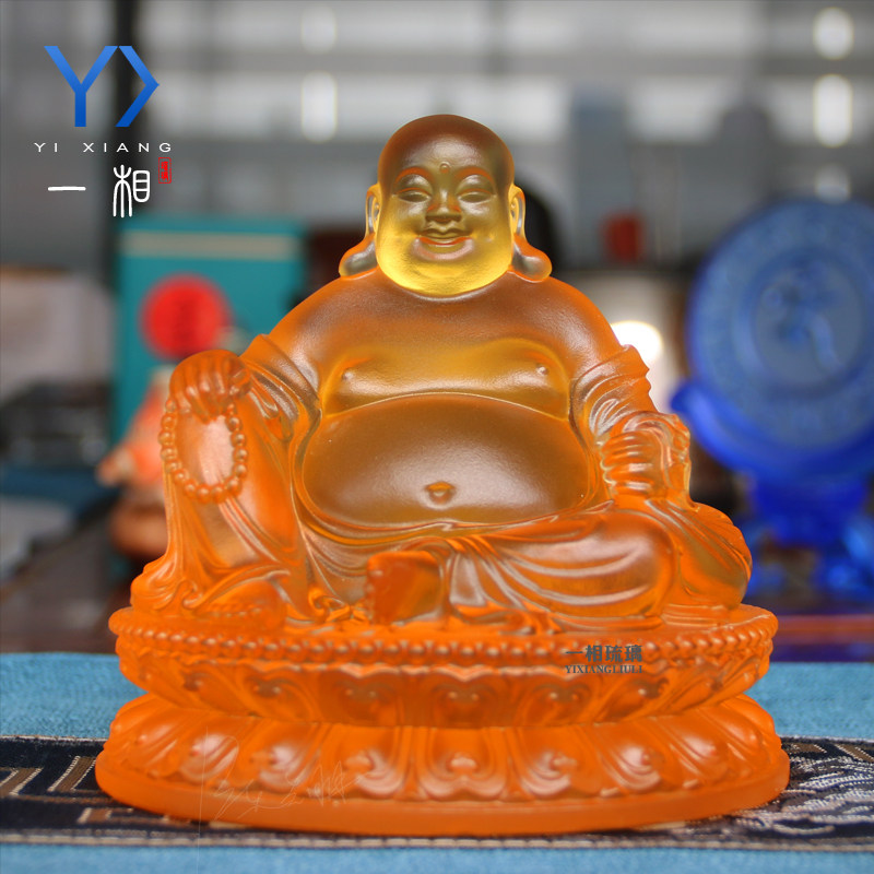 琉璃大肚弥勒佛招财笑佛佛像工艺品寺庙佛堂居家家用供奉用品摆件