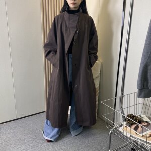 韩系 2024秋冬季韩版新款时尚ins潮轻奢感复古宽松长款风衣外套女