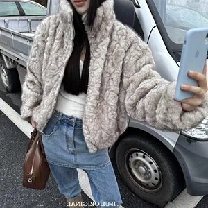 立领染尖环保皮草双面穿夹克外套女保暖短款毛毛加厚一件过冬大衣