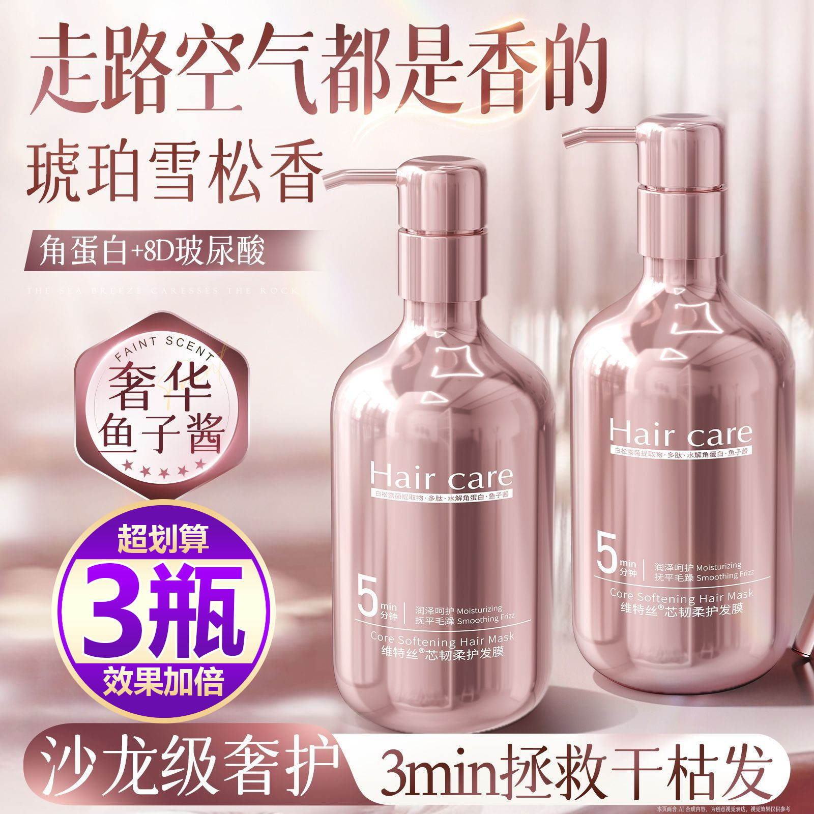 【买一发三】鱼子酱发膜角蛋白修护干枯毛躁改善烫染受损护发素女