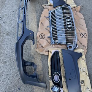 奥迪A4B8旅行款前杠中网前嘴配件A4allroad前嘴前杠中网