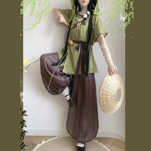 壹拾柒汉服女【孙尚香】cos大小姐唐制灯笼裤圆领短袖夏款中华娘
