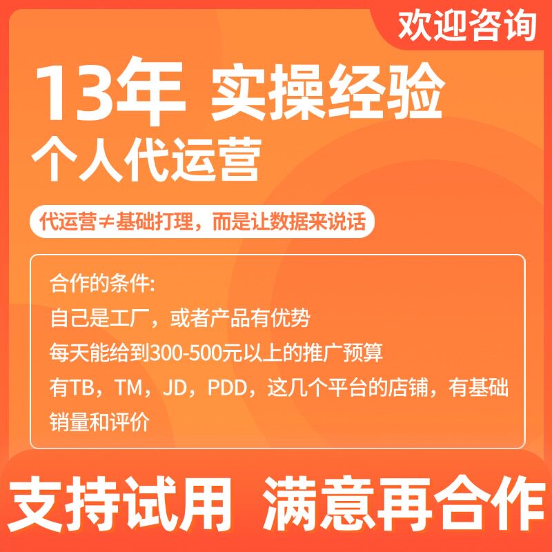 淘宝代运营天猫店铺托管拼网店多多付费推广全类目搜索优化