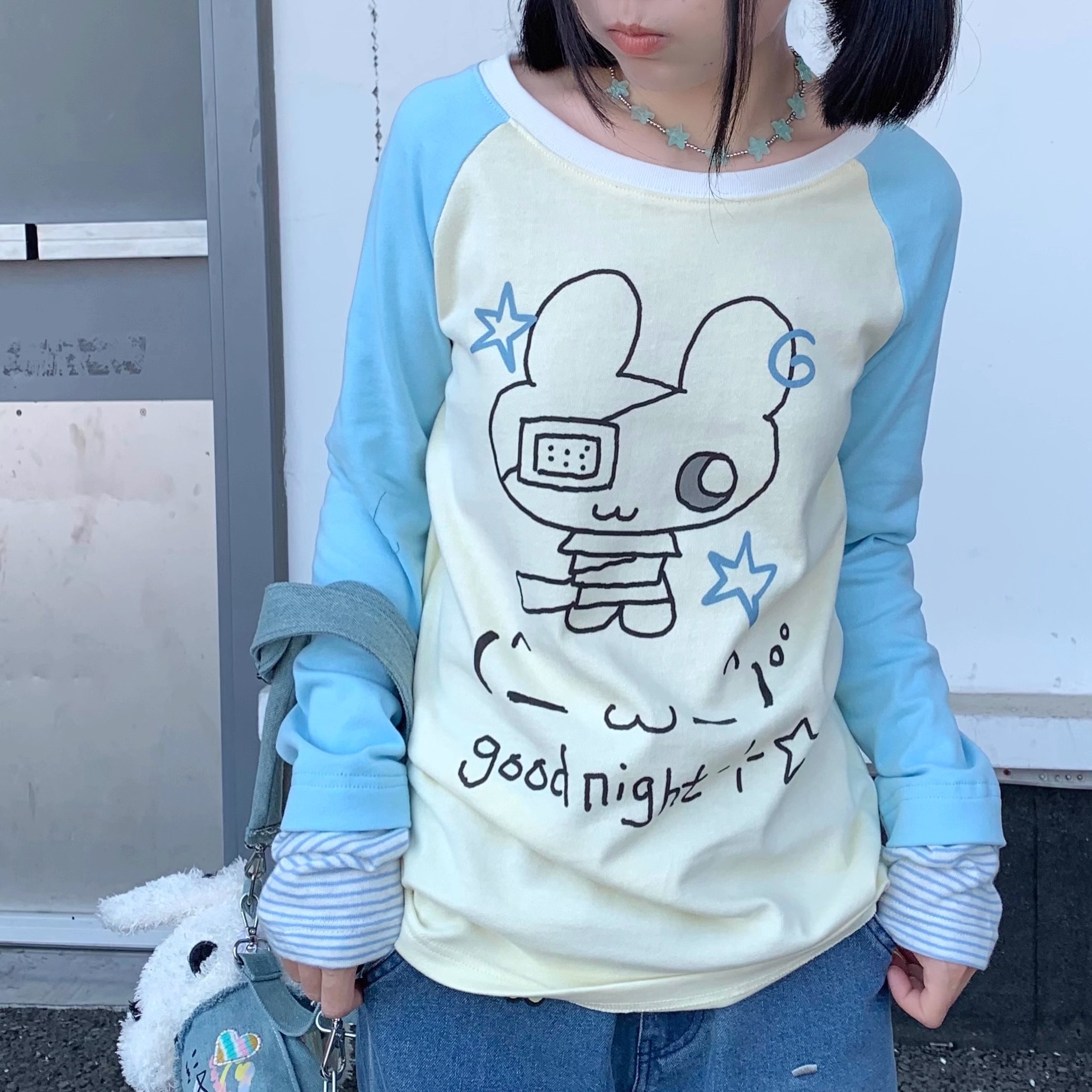 扣扣商店CokoStore原创可爱亚萌兔子印花长袖T恤纯棉显瘦百搭