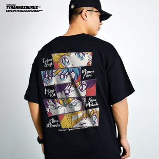 Sailor Moon动漫美少女战士联名短袖T恤男女宽松纯棉重磅小领口潮