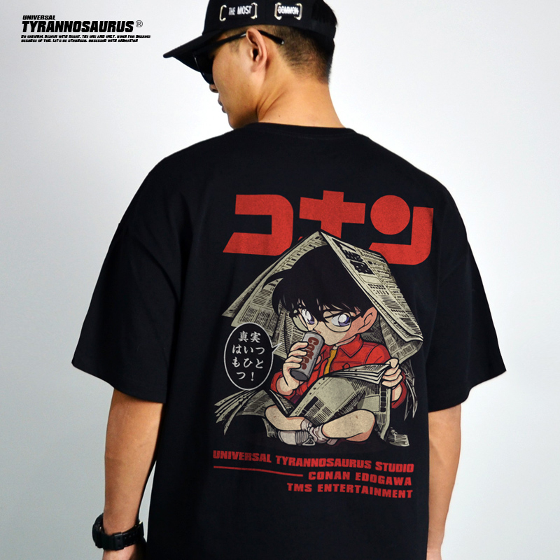 潮牌短袖动漫名侦探柯南印花T恤