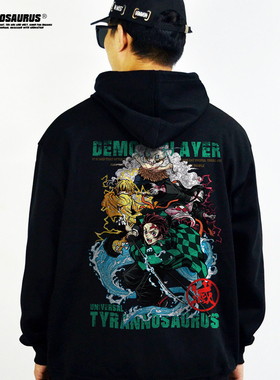 日系动漫联名鬼灭DEMON SLAVER长袖连帽卫衣男女帽衫秋冬季潮牌
