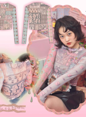 [sensation]主题插画原创设计|印花打底衫弹力网纱修身女内搭上衣