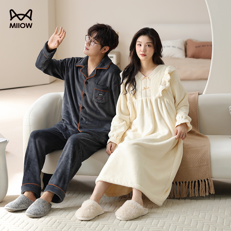 猫人情侣法拉绒加厚保暖家居服