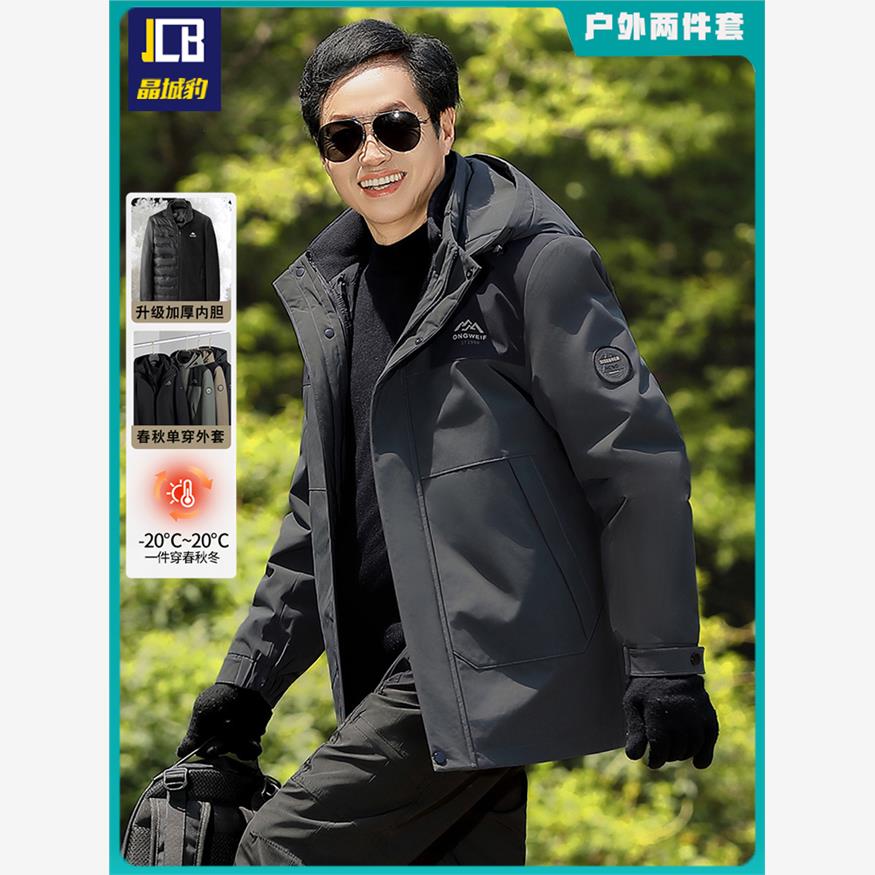 爸爸冬装外套2025秋冬新款中老年棉衣男冲锋类型棉服户外衣服加厚