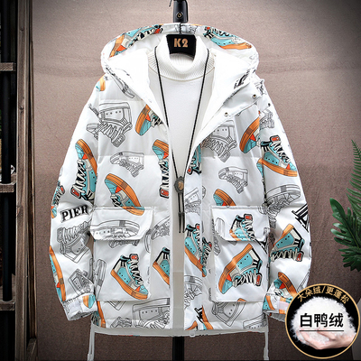 潮牌羽绒服男轻薄短款冬季2025年新款青少年初中高中学生大童外套