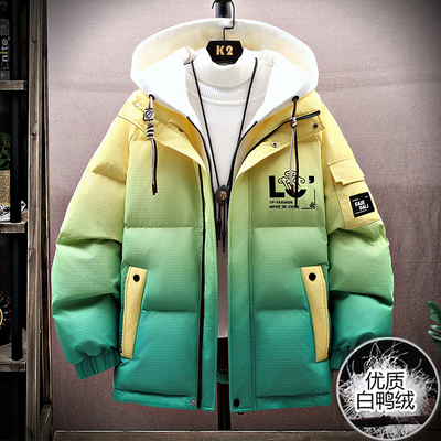 假两件渐变色羽绒服男款2