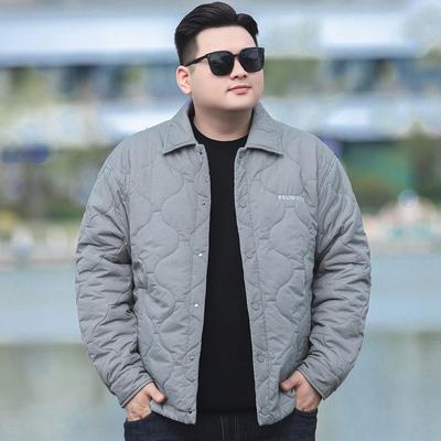 胖子大码绗缝棉衣外套男冬季宽松保暖翻领棉服加肥加大码肥佬棉袄