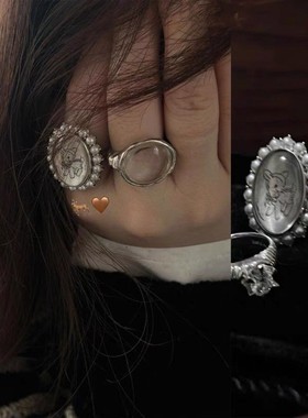 高级感轻奢复古浮雕小鹿戒指轻奢感nabi同款