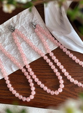 西柚粉10mm天然马达加斯加粉晶水晶项链女