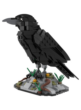 【高砖零件】乌鸦鸟类动物模型摆件礼物MOC-217187拼装积木玩具