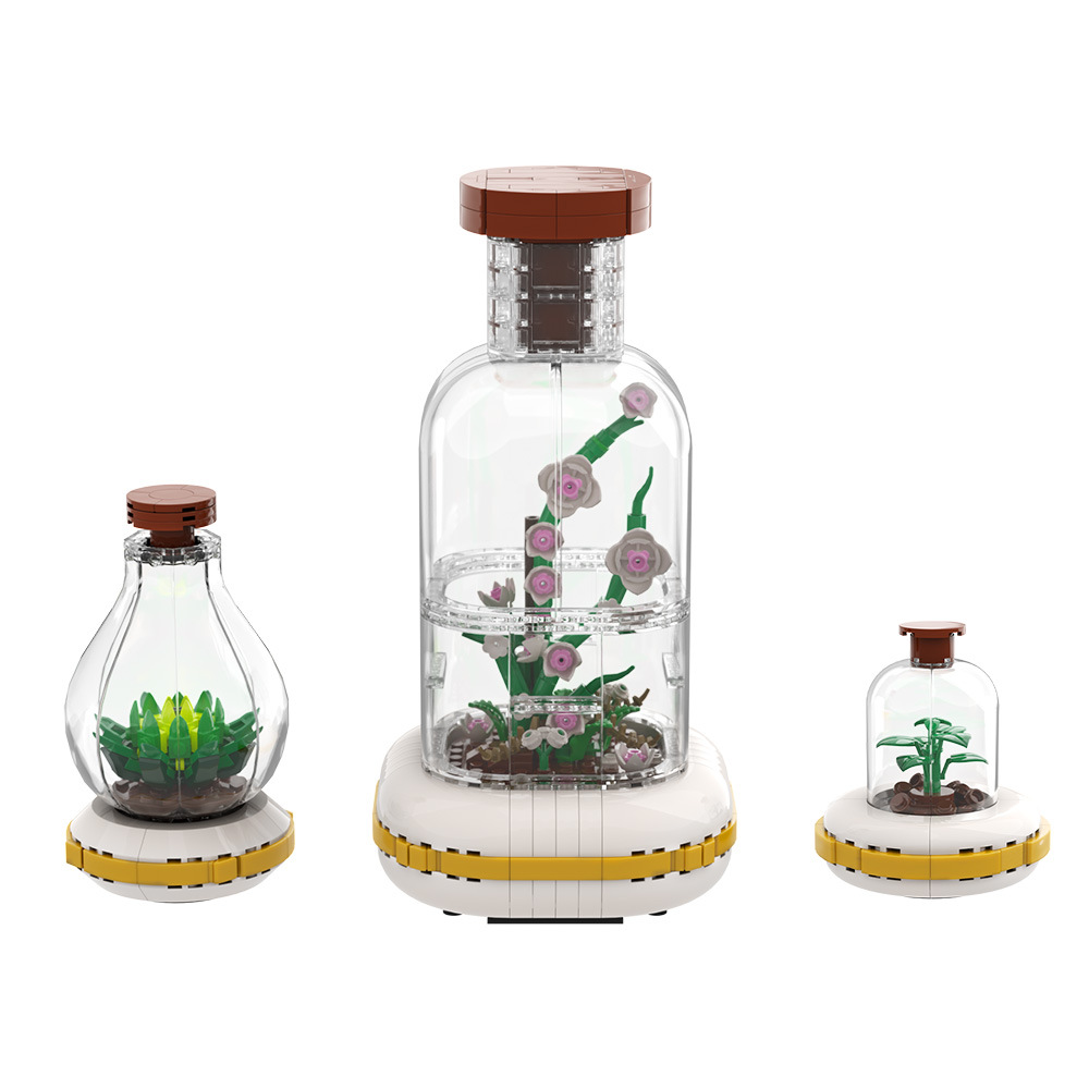 玻璃盆栽花草植物微景观模型积木
