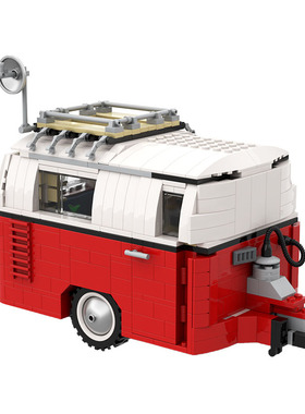 10220大众T1露营车野营车房车扩展包拖车MOC-46121拼装积木玩具