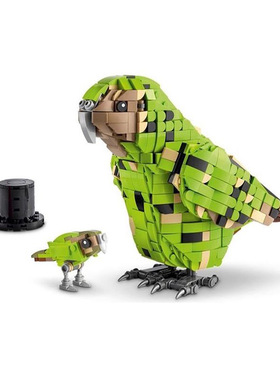 新西兰鸮鹦鹉小雏鸟创意动物鸟类模型礼物MOC910017拼装积木玩具