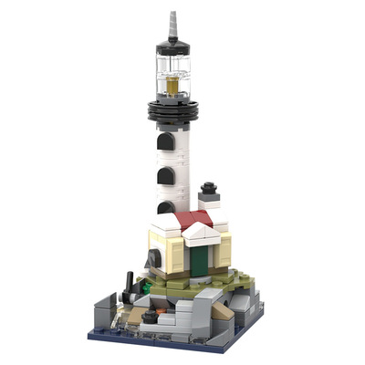 迷你灯塔港口海岛建筑摆件积木