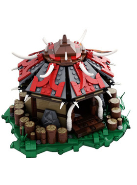 游戏魔兽争霸兽族兵营兽人部落建筑模型MOC-57406拼装积木玩具