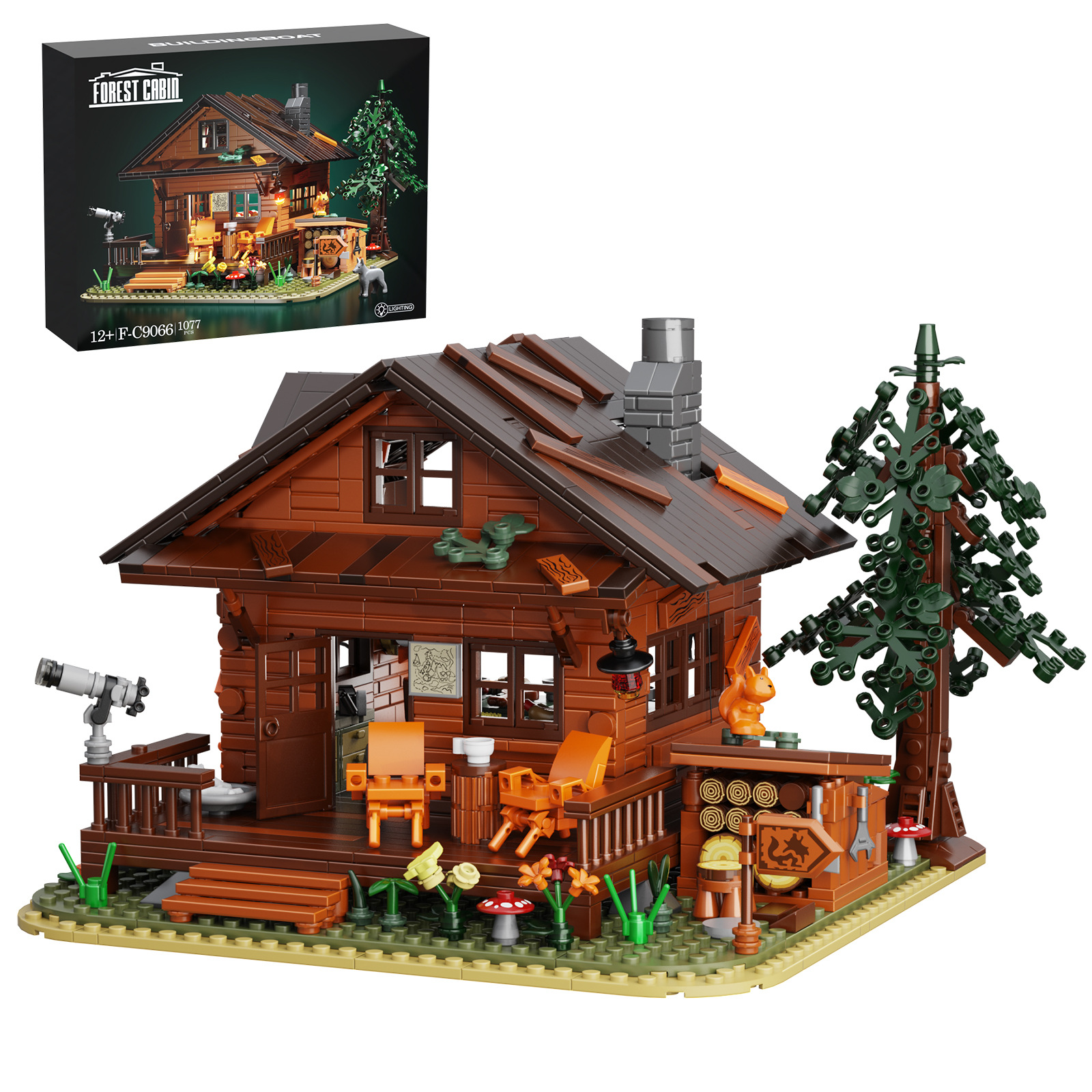 积木灯光版森林小屋木屋别墅建筑