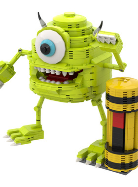【高砖零件】动画怪兽电力公司大眼仔绿色独眼怪物拼装积木玩具