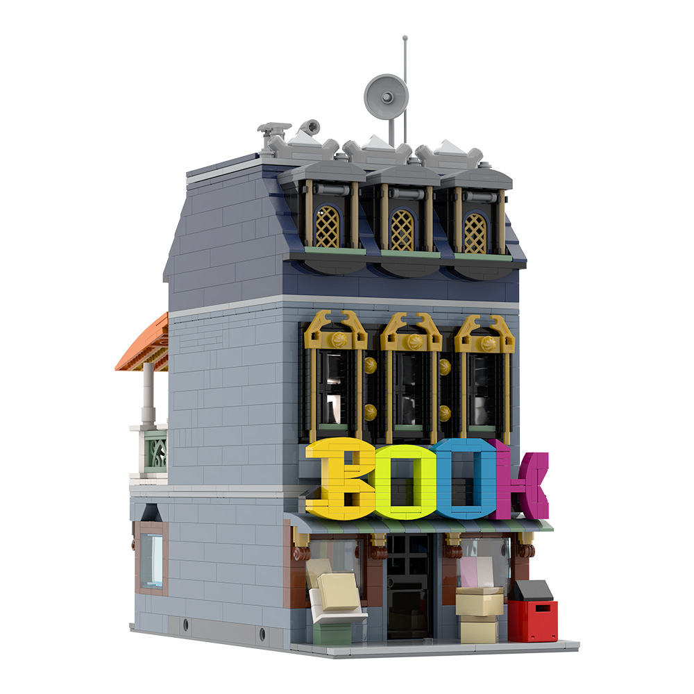 欧洲书店城市街景建筑模型积木