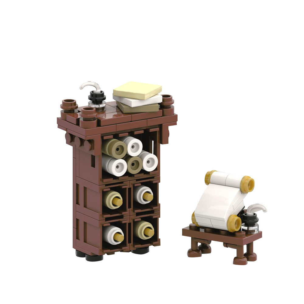 积木中世纪城堡羊皮纸柜房屋装饰