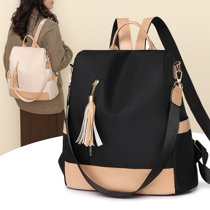 2024新款双肩包女时尚牛津布包包大学生书包防盗旅游旅行轻便背包