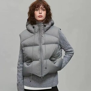反季节羽绒马甲女连帽美式马甲欧美风2025新款小个子短款宽松背心