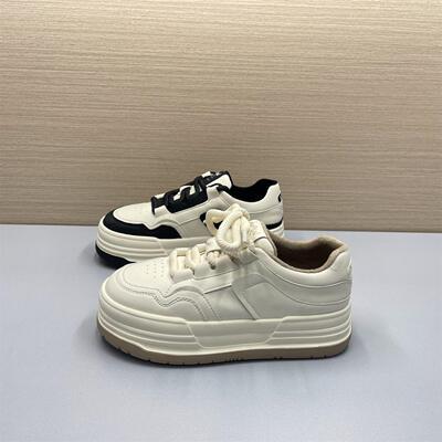 撤柜处理厚底真皮小白鞋女2025冬季加绒百搭休闲板鞋女增高运动鞋