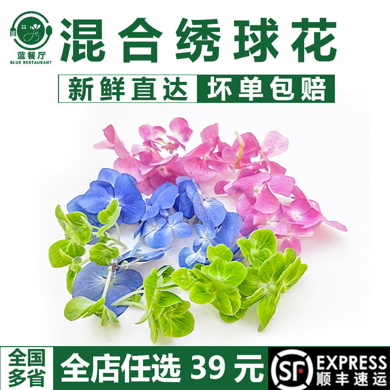 三色绣球花餐厅摆盘装饰花草