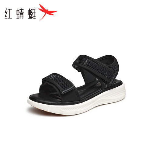 红蜻蜓凉鞋女新款夏季厚底魔术贴