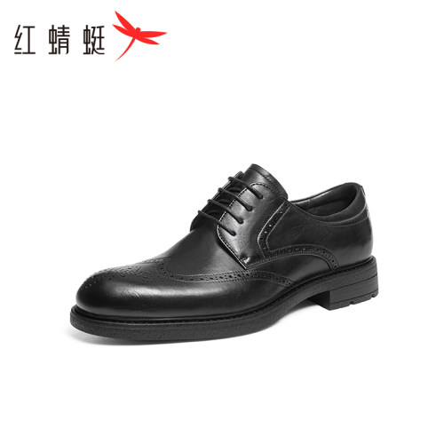 红蜻蜓男皮鞋真皮透气商务正装头层牛皮黑色休闲皮鞋男鞋断码清仓