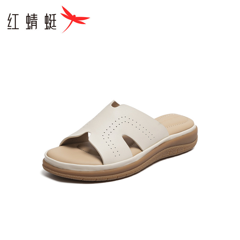 红蜻蜓女鞋夏季母亲节礼物舒适平底妈妈凉鞋软底外穿拖鞋断码清仓