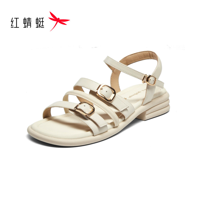 红蜻蜓平底凉鞋女款夏季配裙子女鞋适合夏天的软底凉单鞋断码清仓