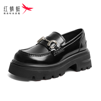 红蜻蜓乐福鞋女秋冬新款一脚蹬女鞋软底单鞋女士平底皮鞋断码清仓