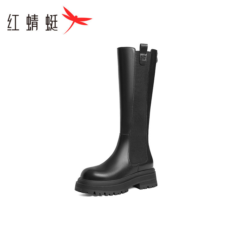 红蜻蜓厚底靴子长筒靴